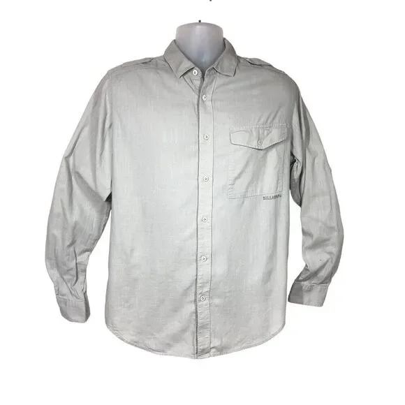 Billabong Shirt Mens M Light Tan Shoulder Tap Long Sleeve Minimalist Vintage - Picture 6 of 13